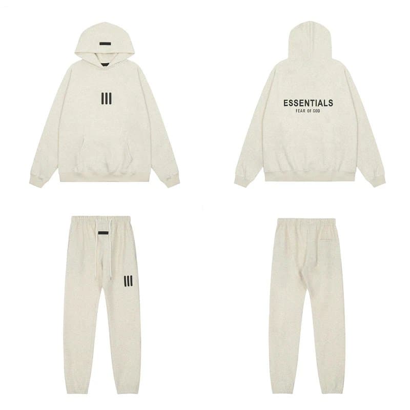 Fear of God Essentials Hooded Sweatshirt Essentials Logo — 套装燕麦灰2