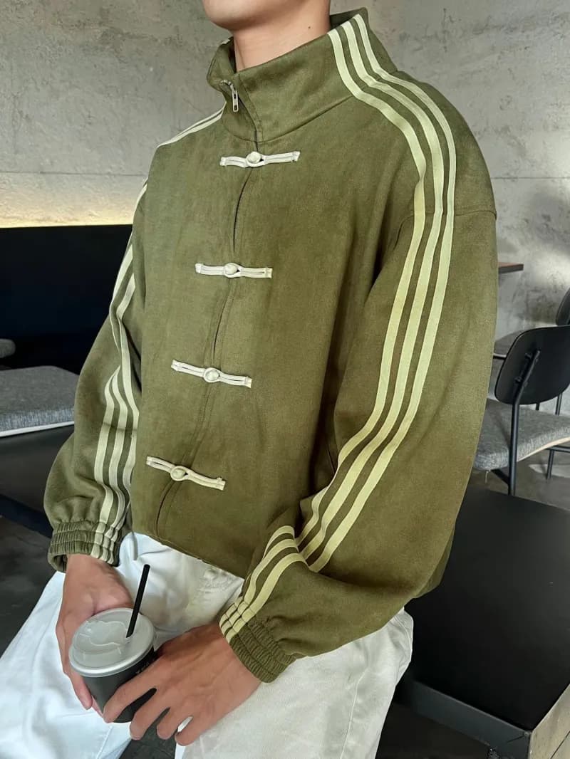 Adidas Track Jacket Olive with Triple Stripe