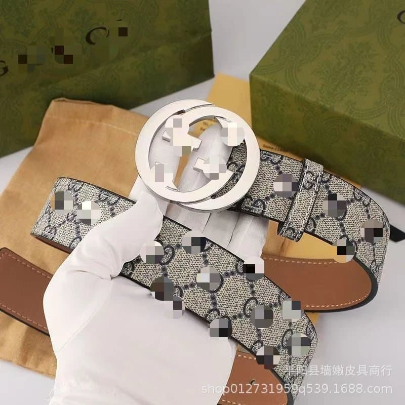 Gucci Horsebit 1955 Belt GG Supreme Canvas — 布纹白蓝色GG银扣