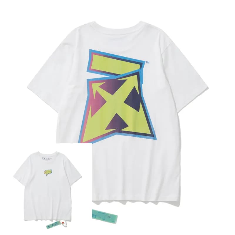 Off-White Painted Arrow T-Shirt Multicolor Paint Stroke — L6127 白