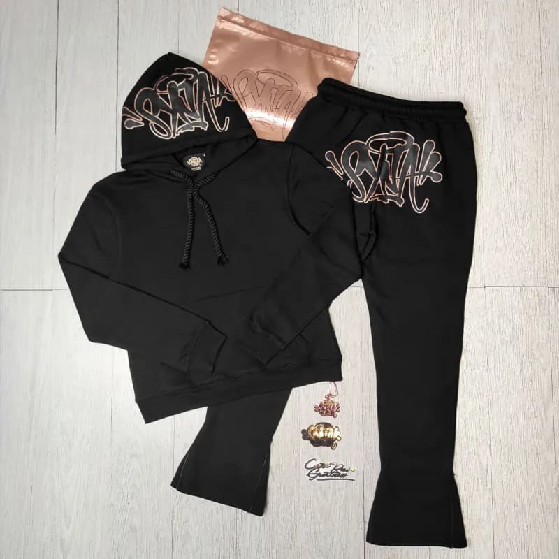 Syna World Hoodie and Joggers Set Graffiti Print — 64黑金套装（配件+包）