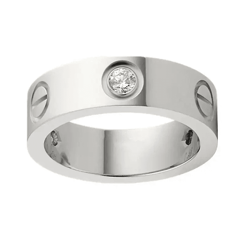 Chrome Hearts Ring Cross & Script Engraved — 普通包装 · 白金色有钻石