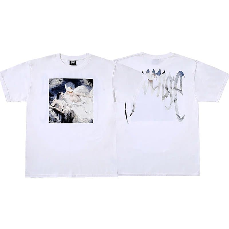 Travis Scott Graphic Tee Skull and Script Print — 508白色