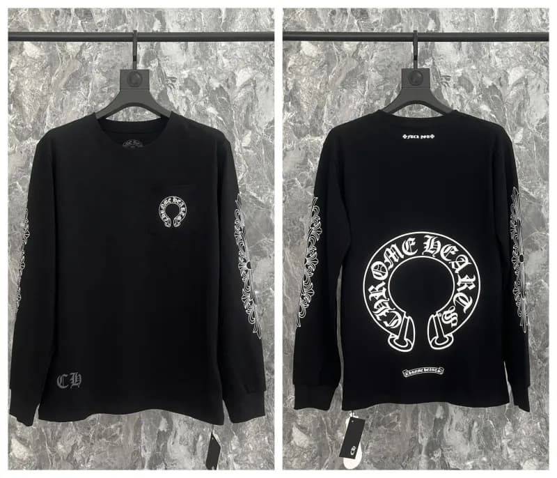 Long Sleeve Pocket Tee Chrome Hearts Logo Print