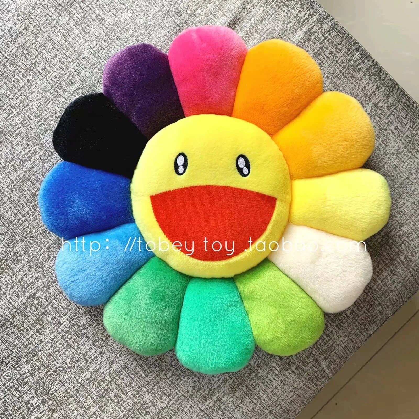 Takashi Murakami Flower Cushion Rainbow Smile