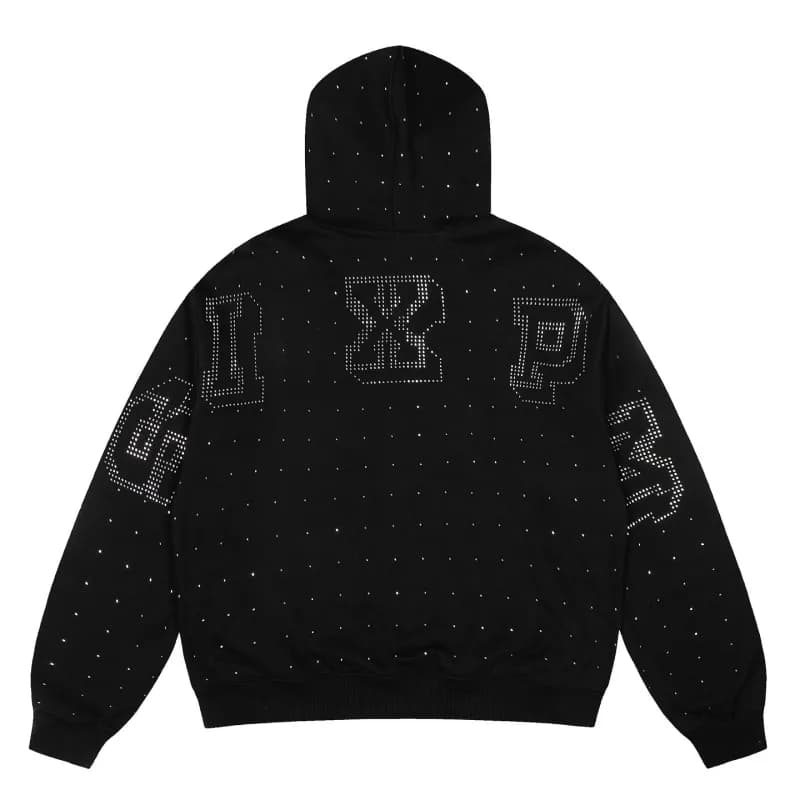 Corteiz Cropped Hoodie & Wide-leg Joggers Set White Script Logo — 04 black [top]