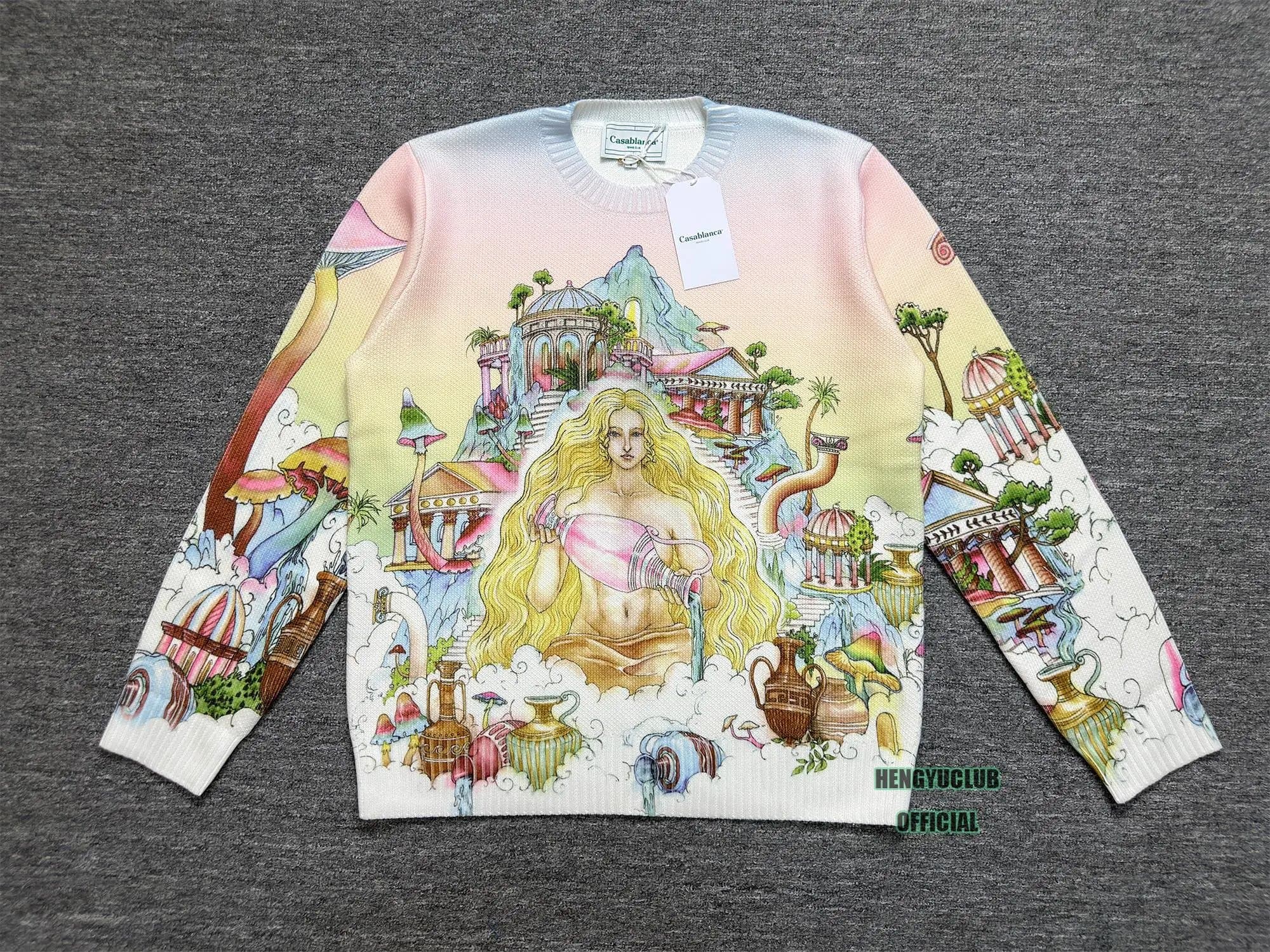 Casablanca Knit Sweater Mythical Garden Print