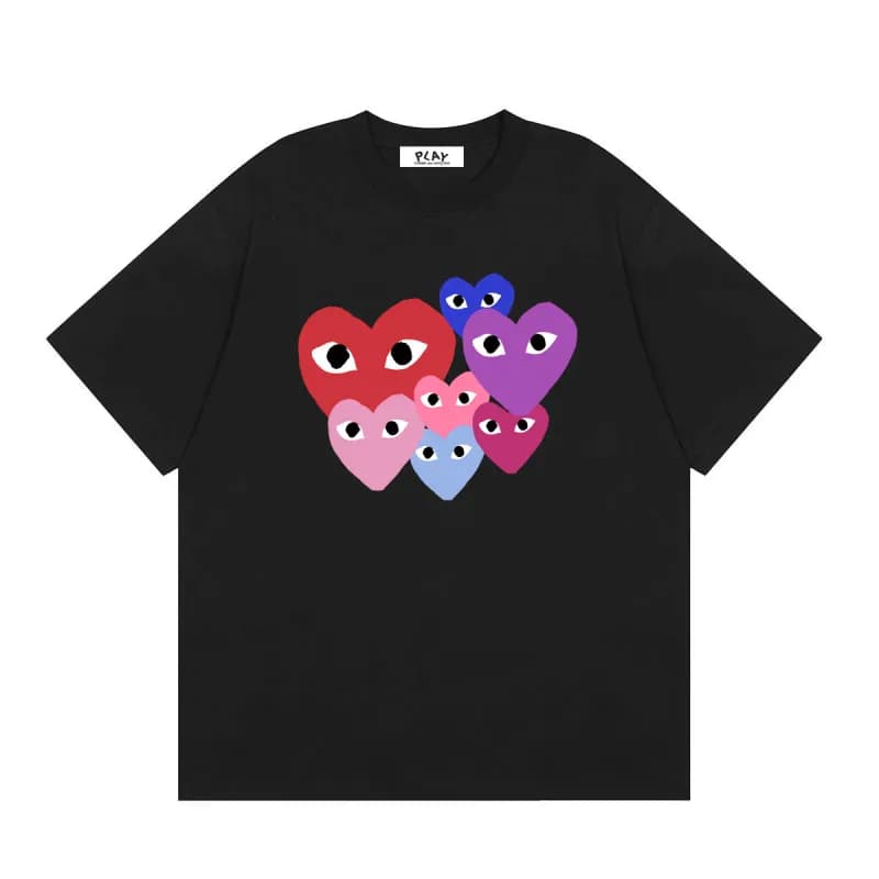 Comme des Garçons Heart Logo T-Shirt Light Blue with Red Heart — 27 black