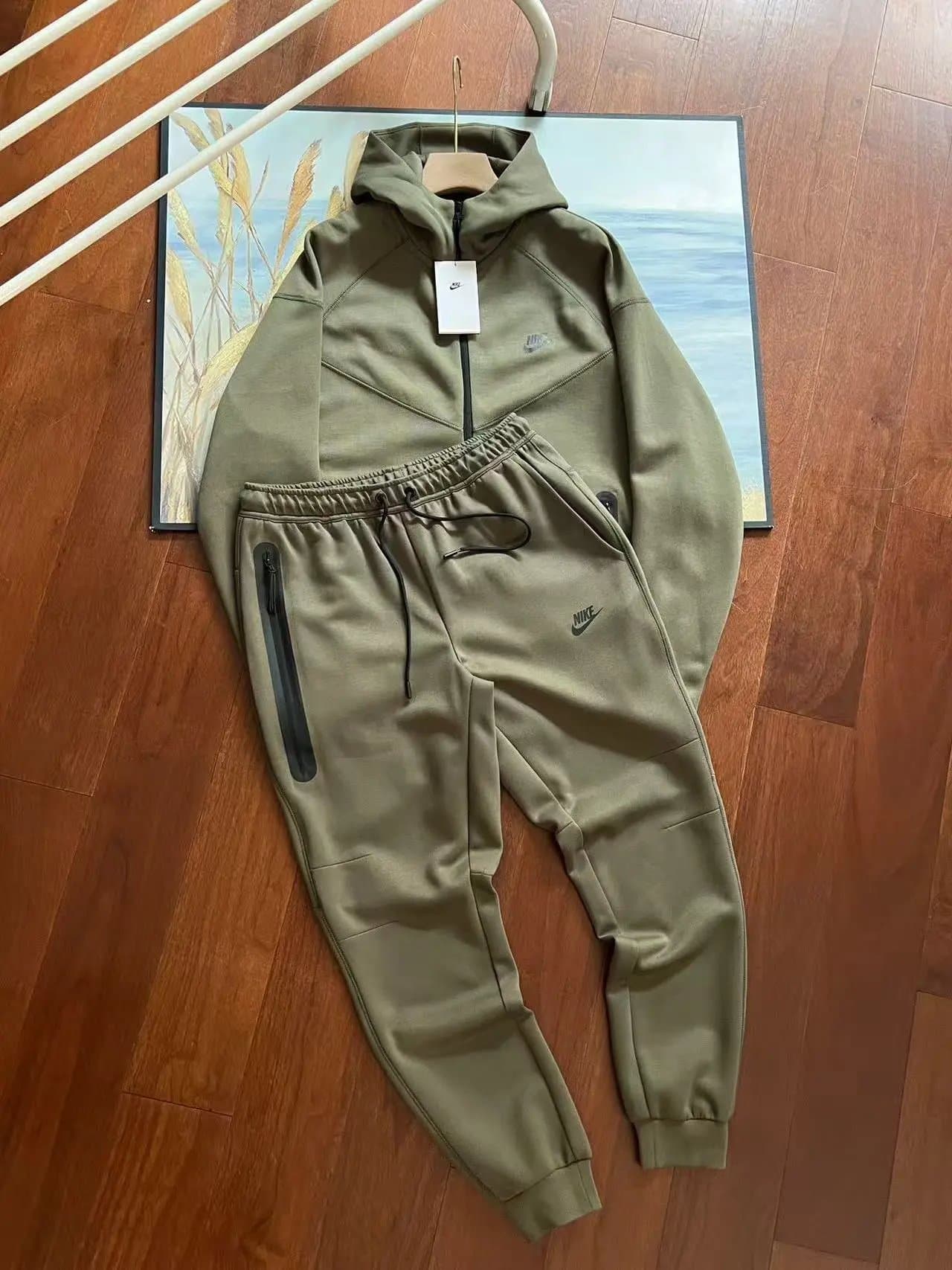 Nike Tech Fleece Hoodie and Joggers Olive