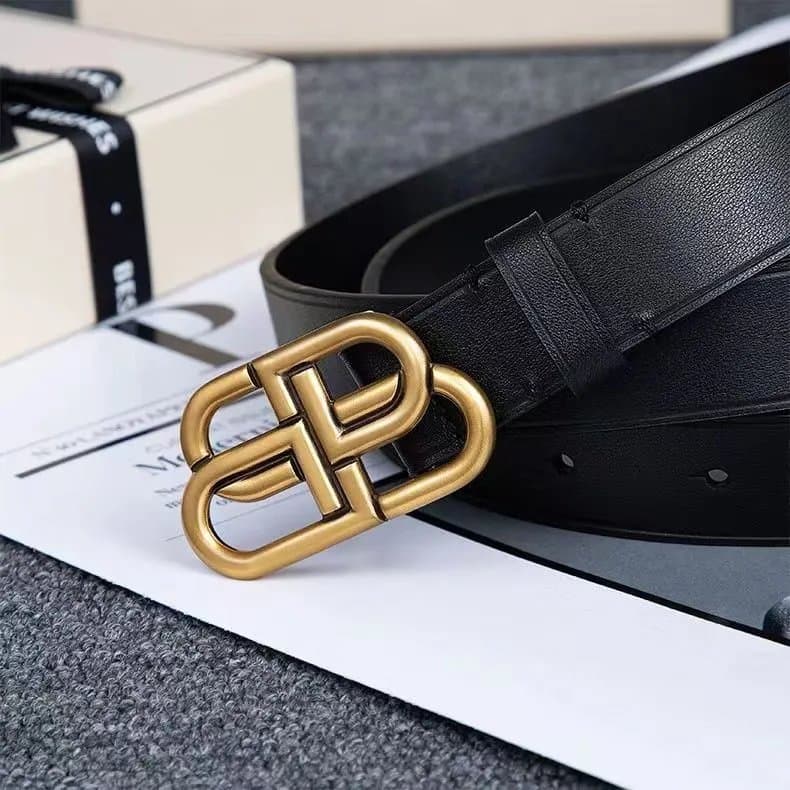 Balenciaga Logo Buckle Belt Gold Hardware