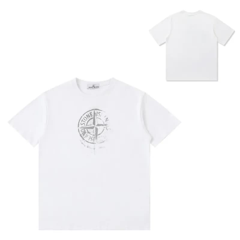 Stone Island T-Shirt Logo Patch — T石头5白色