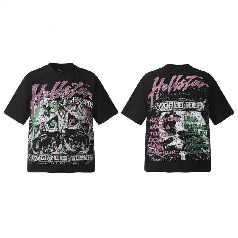 Graphic Tee Hellstar Face Print — H735黑色