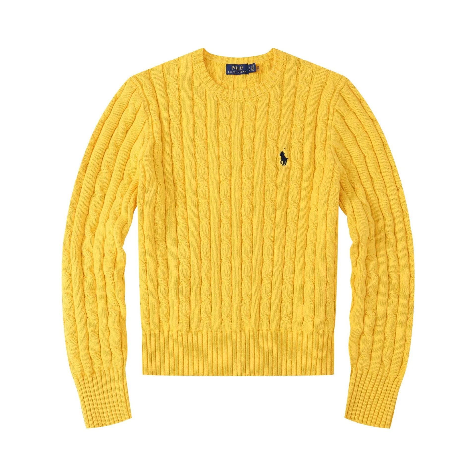 Polo Ralph Lauren Cable Knit Tee Classic Cable — 女款圆领黄色