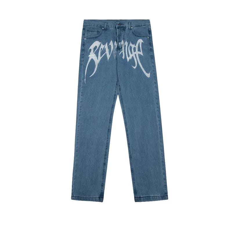 Utility Denim Trousers Button-Flap Side Panel — 3064蓝