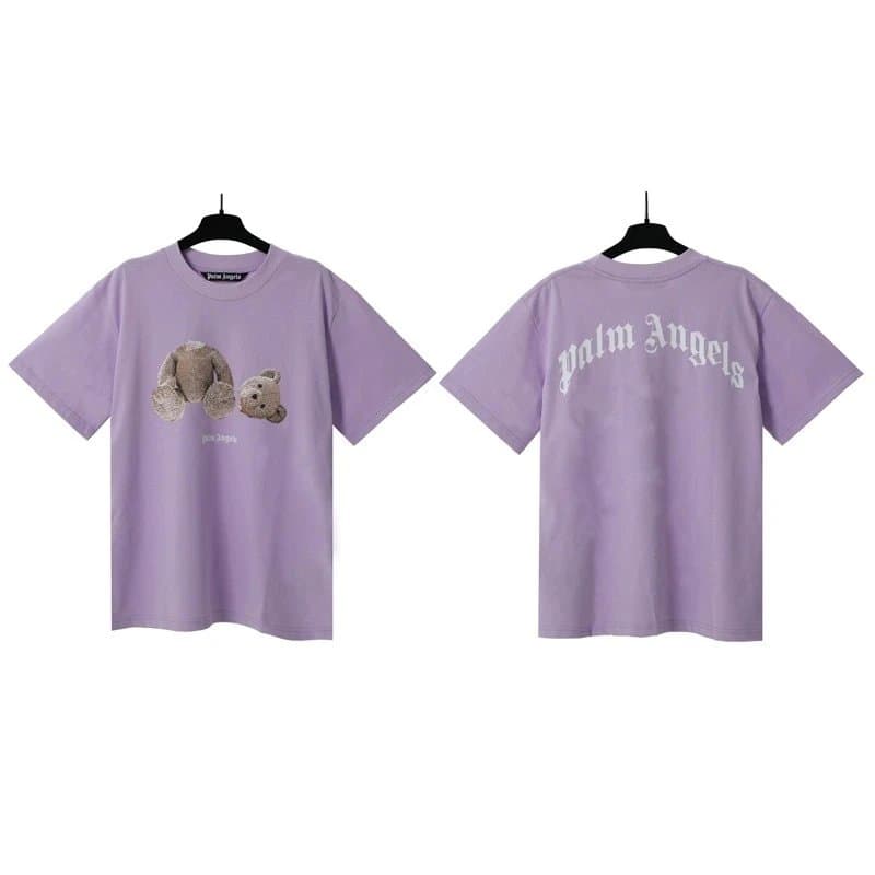 Palm Angels Graphic Tee Teddy Bear Print — Mi White light purple broken bear