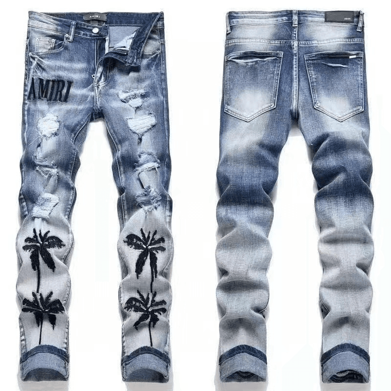 Amiri Distressed Patchwork Jeans Custom Print Patch — 35