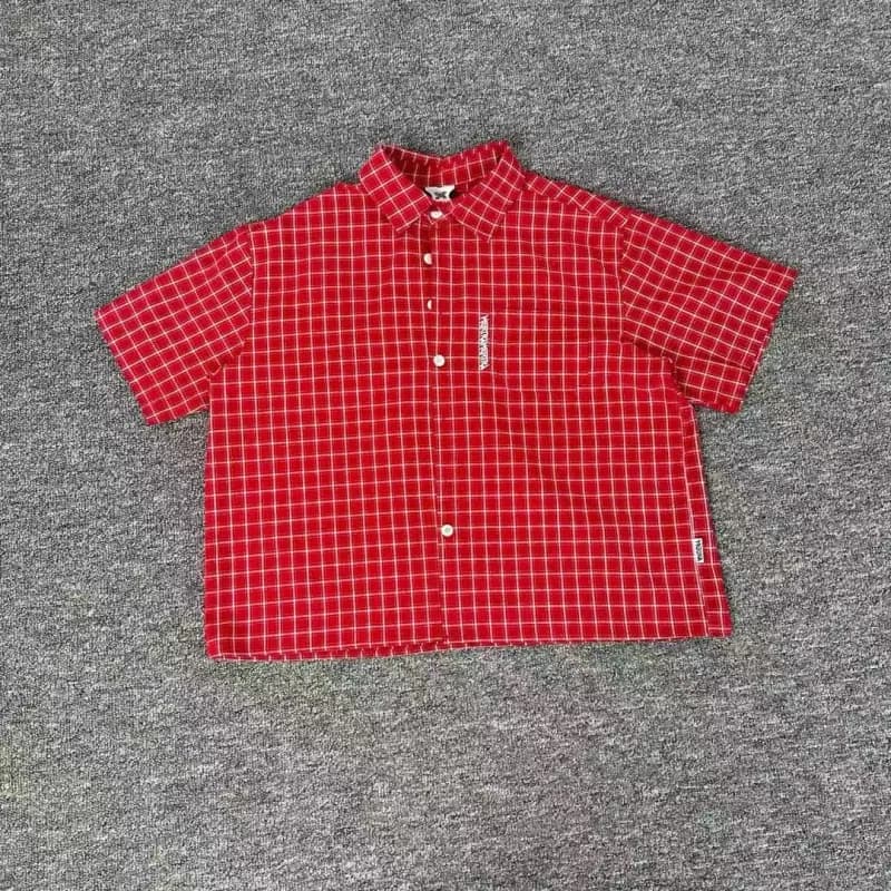 Off-White Short-Sleeve Shirt Grid Check