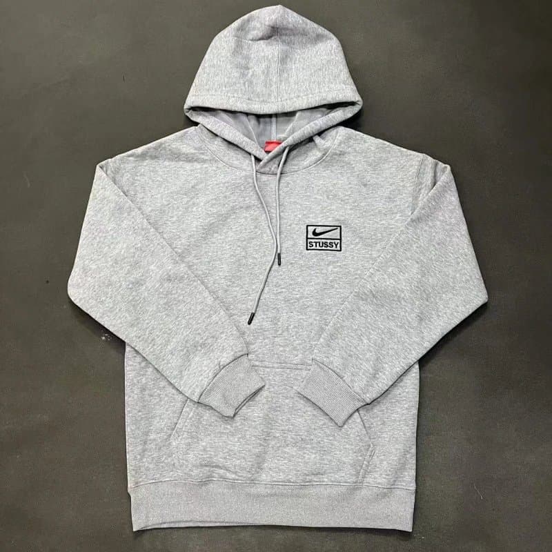 Nike Hoodie Pink — 灰色斯图西联名