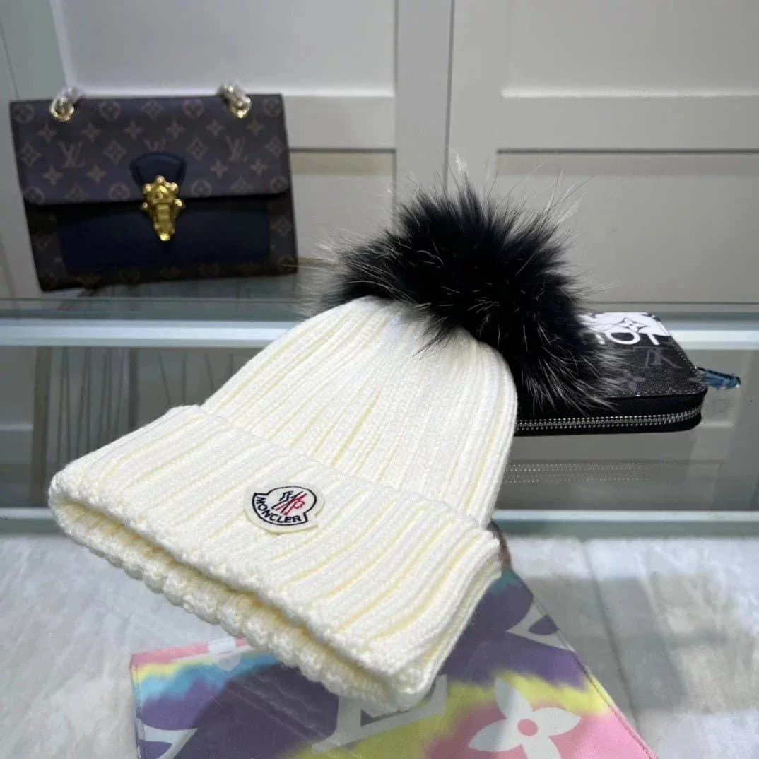 Prada Ribbed Beanie Metallic Triangle Logo — 23
