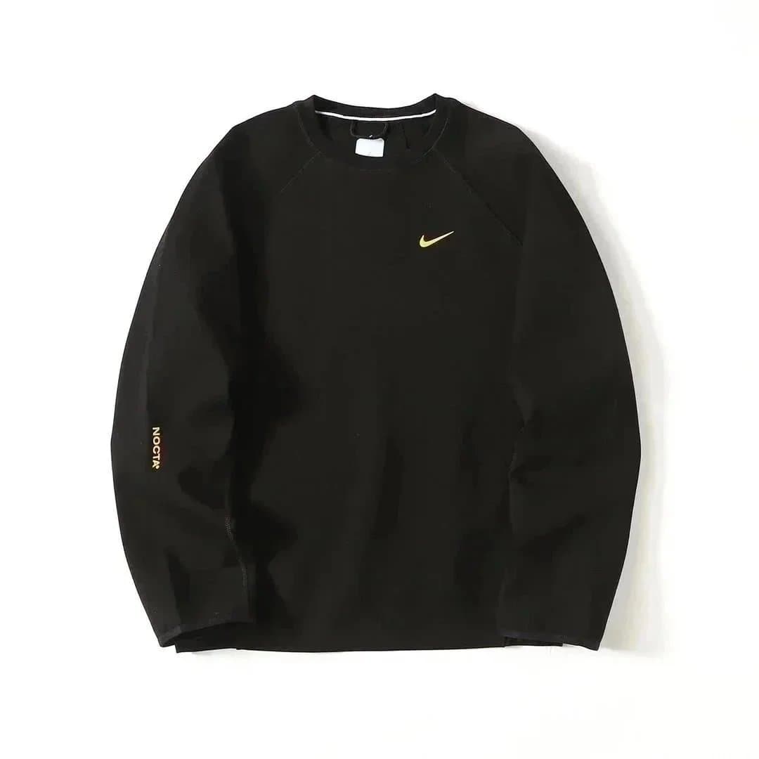 Nike Tech Fleece Hoodie and Joggers Light Grey with Black Accents — 圆领黑色