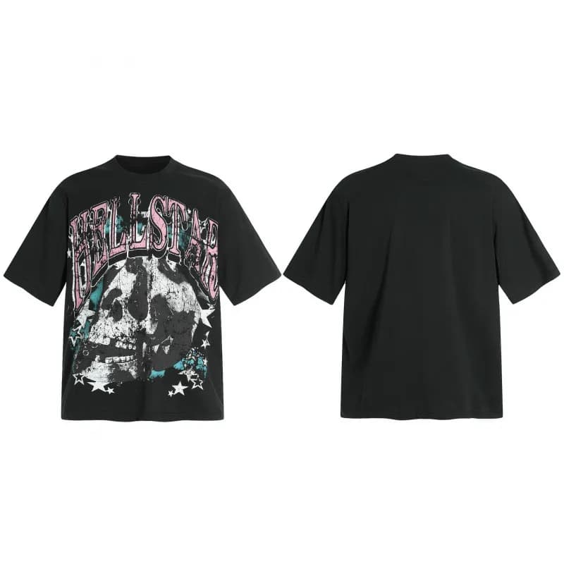 Graphic Tee Hellstar Face Print — H701黑色
