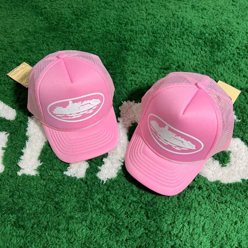 Palace Trucker Hat Pink with White Logo