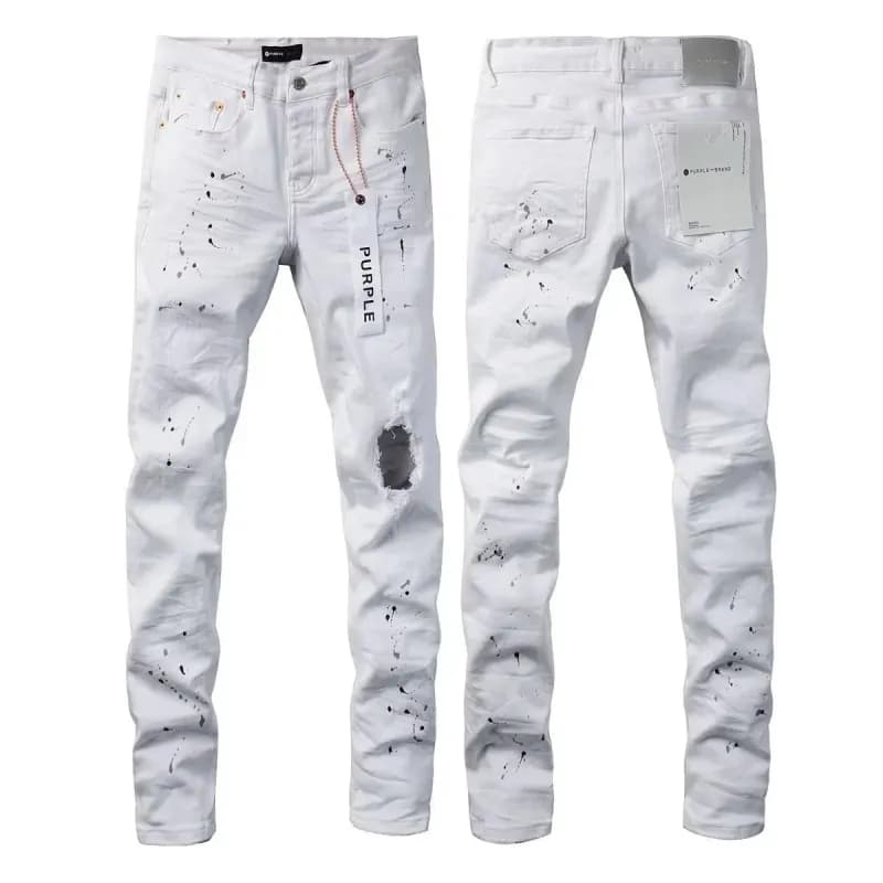 Distressed Slim Fit Jeans Paint Splatter