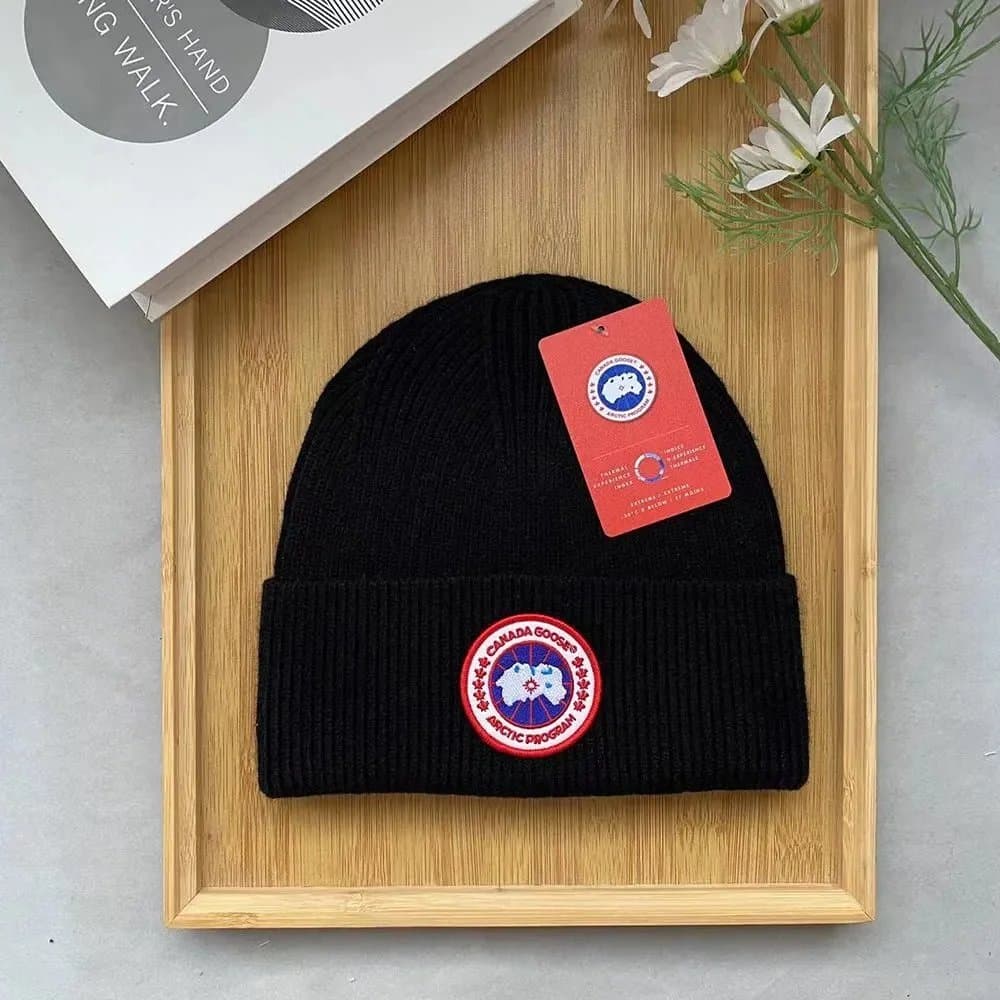 Prada Ribbed Beanie Metallic Triangle Logo — C31
