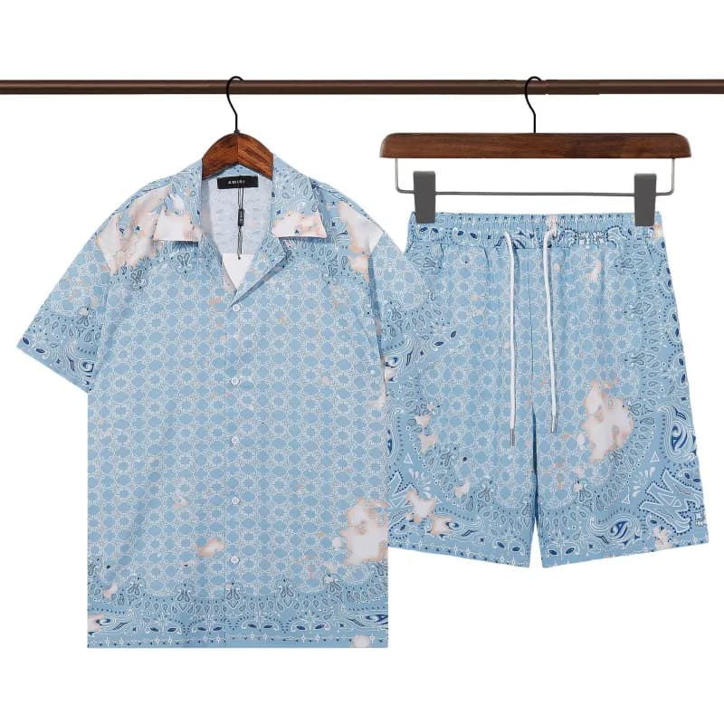 Louis Vuitton Monogram Print Set Spray Paint Effect — Q327 suit light blue