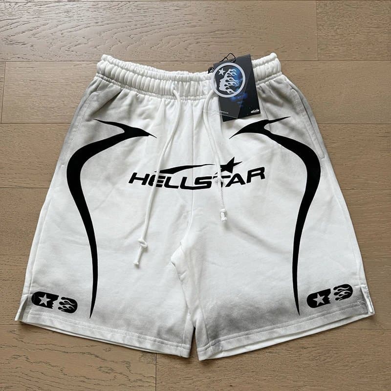 Hellstar Graphic Shorts Distressed Print — 767水洗白