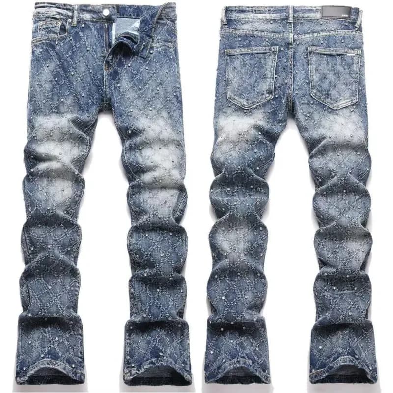 Distressed Slim Fit Jeans Patchwork Ripped — K46/NK102