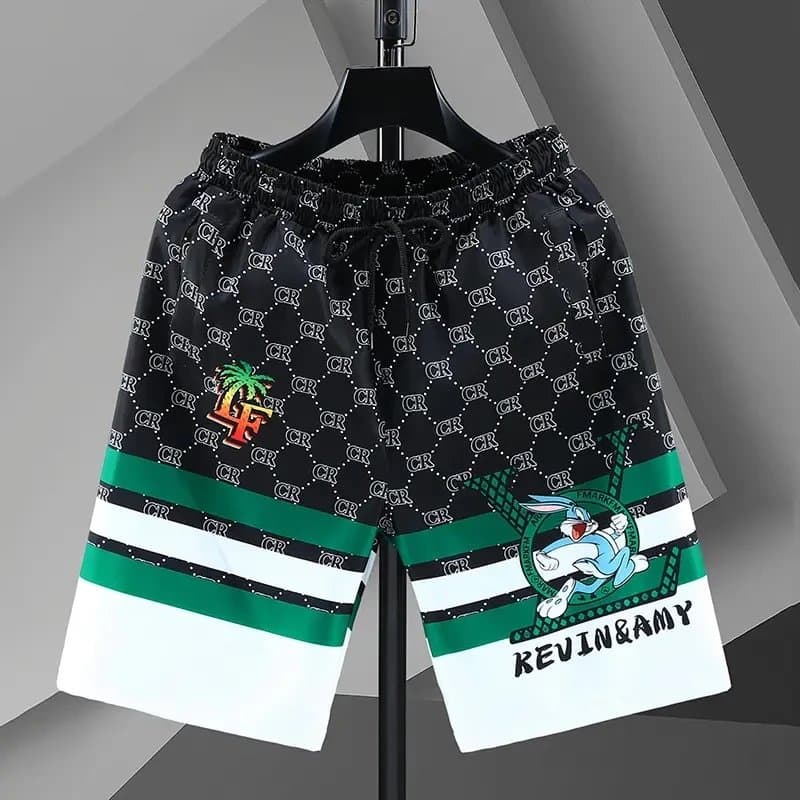 Balenciaga Printed Shorts Zigzag Pattern with Bear Patch — 26