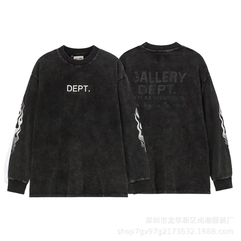 Gallery Dept. Long Sleeve Tee Gallery Dept Logo — A19（洗水做旧）