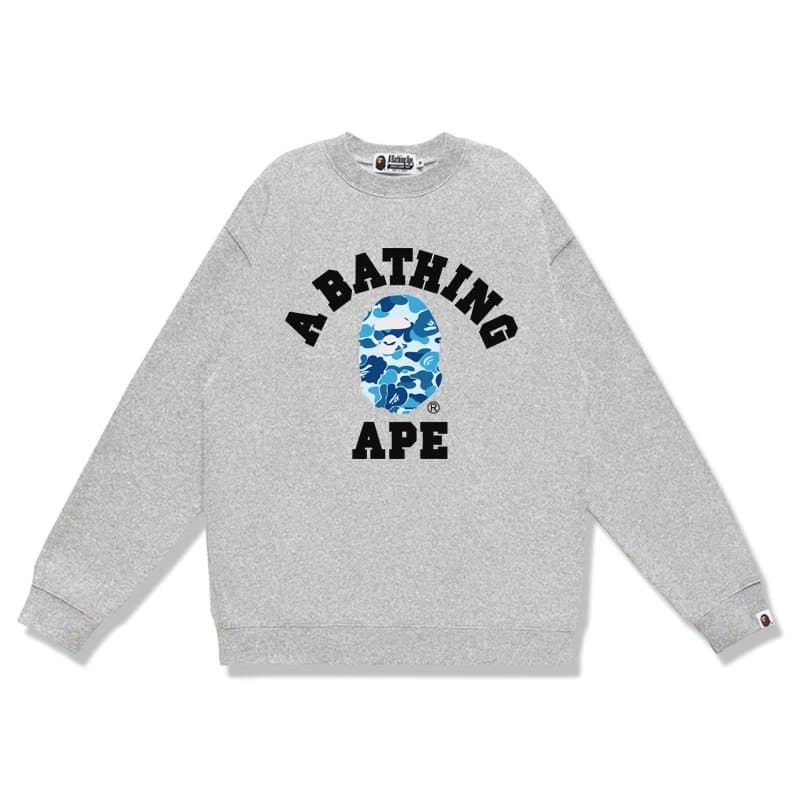 BAPE Crewneck Sweatshirt A Bathing Ape Logo — W169灰蓝色