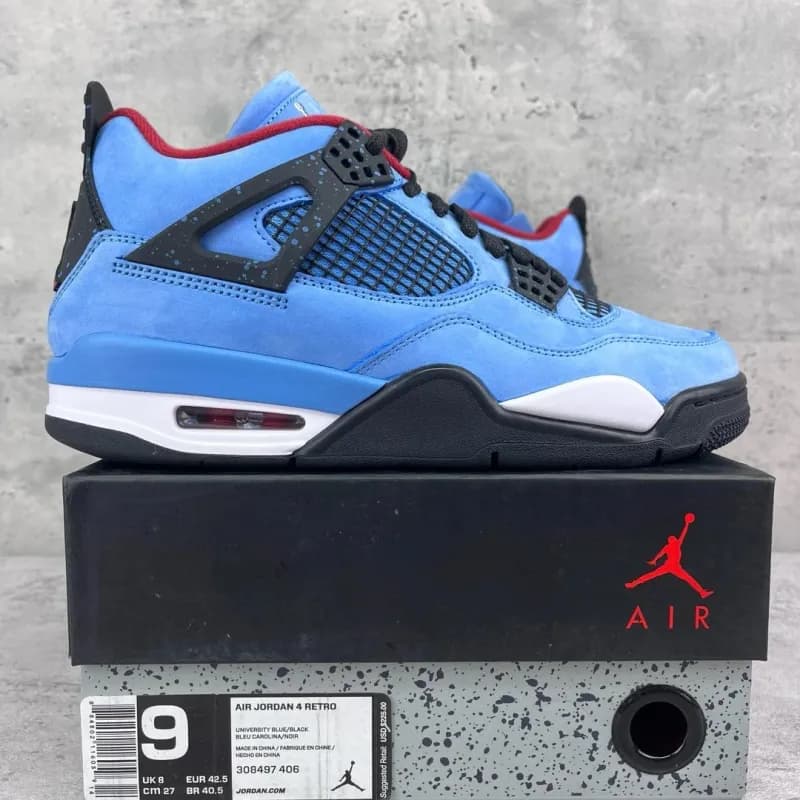 Air Jordan 4 Retro White/Red-Black — Ts 冰蓝麂皮 308497-406