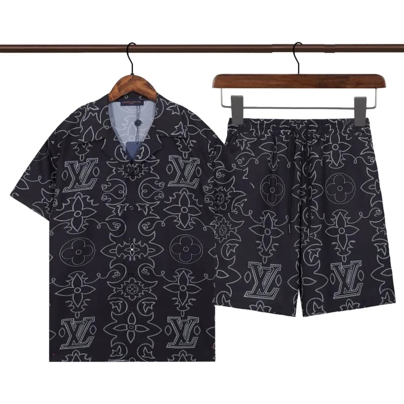 Louis Vuitton Monogram Print Set Embroidered LV & Floral Motif
