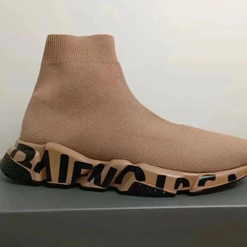 Balenciaga Speed Trainer Beige Black Logo