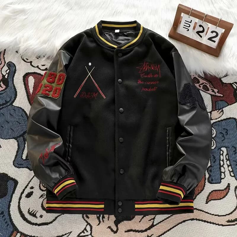 Off-White Varsity Jacket Patchwork Embroidery — LS112