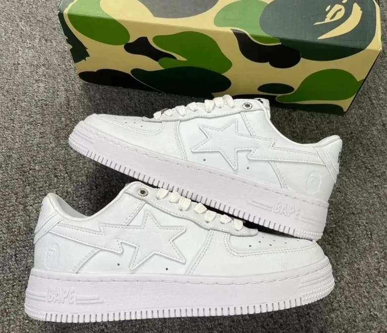 Bape Sta Camouflage Star — 1J30-191-013 纯白皮革