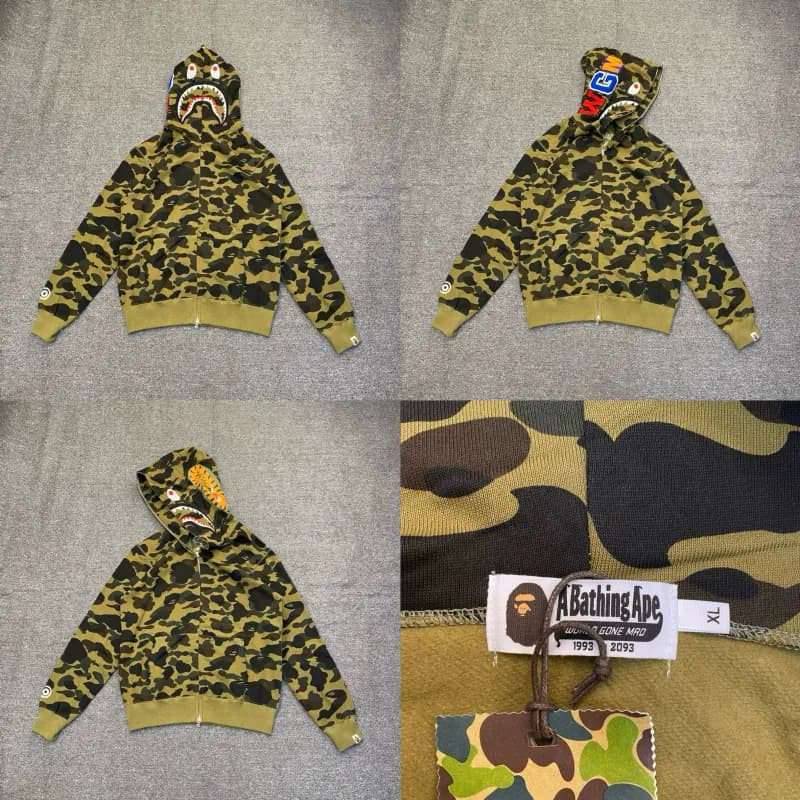 BAPE Shark Hooded Zip-Up Camouflage Print — 绿色XX121