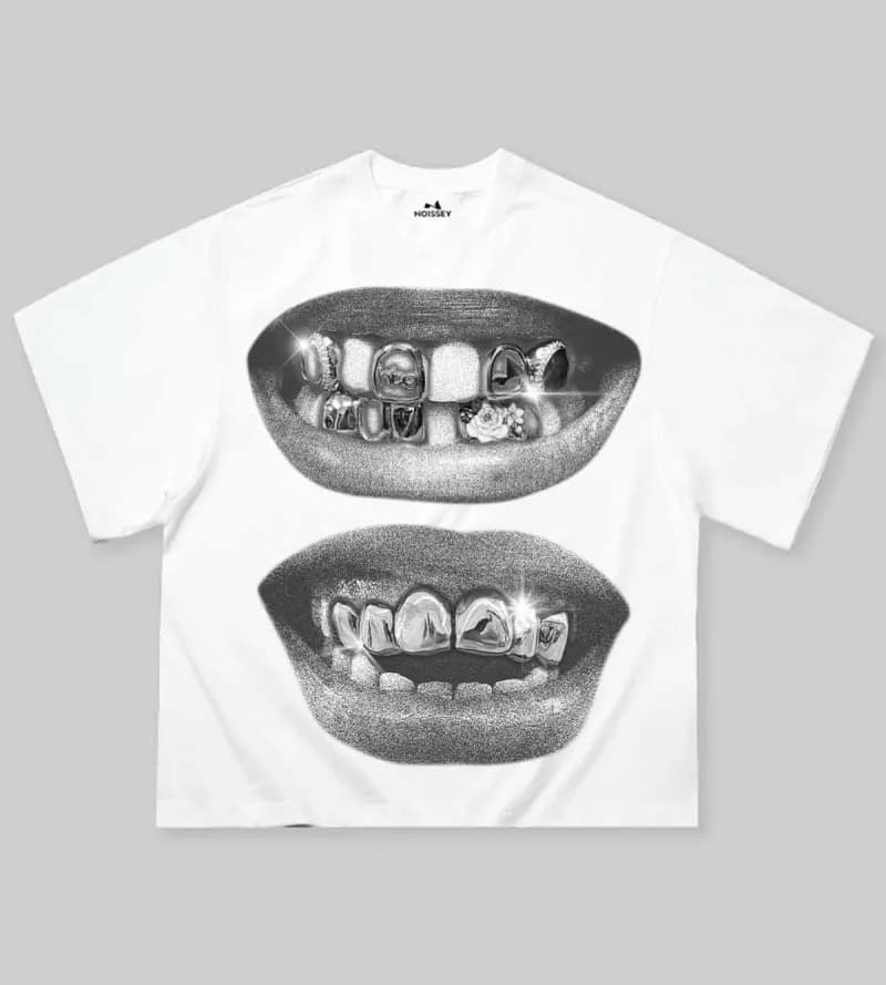 Graphic Tee Grillz Lips Print