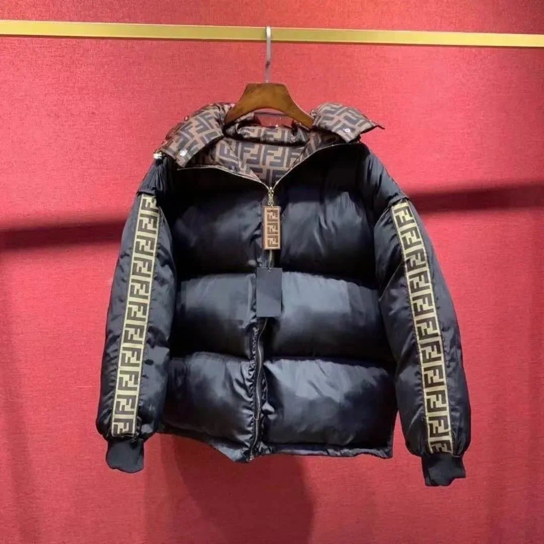 Moncler Puffer Jacket Olive Green with Logo Patch — FF black