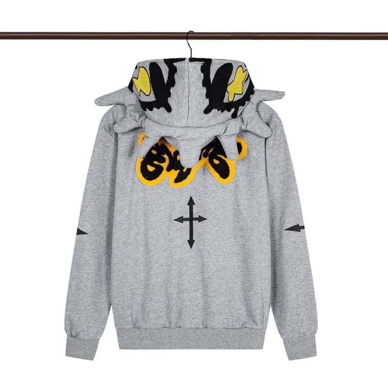 Hellstar Zip-Up Hoodie Graffiti Crown Print — GL15灰