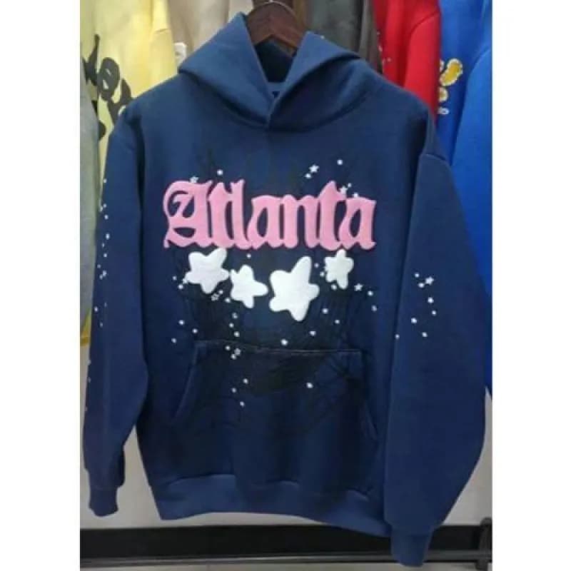 Sp5der Hooded Sweatshirt Spider Web Graphic — 藏青AT