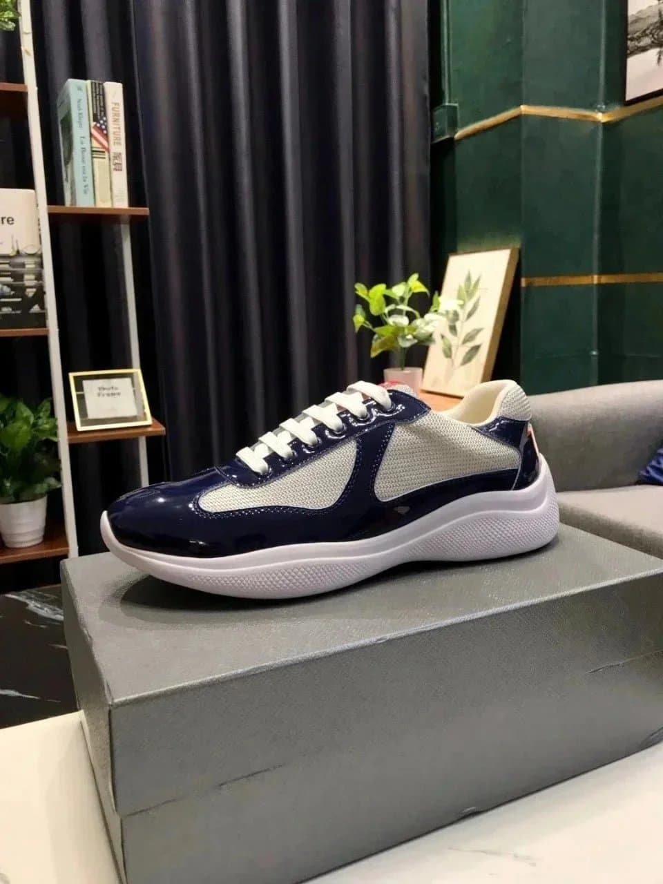 Prada Linea Rossa Sneaker Navy Patent & Mesh