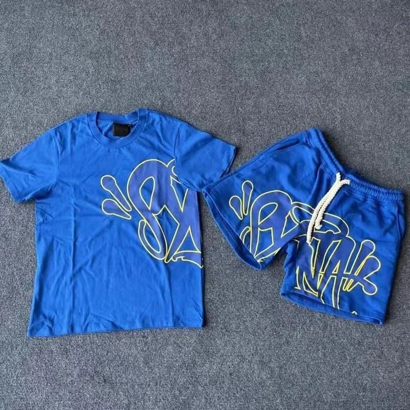 Travis Scott Graphic Tee and Shorts Set Neon Outline Logo