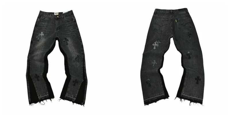 Levi's 501 Distressed Jeans Chrome Hearts Cross Patch