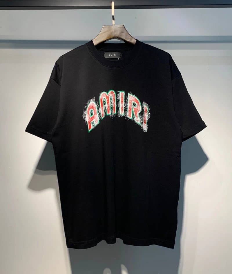 Amiri Graphic Tee Rainbow Drip Logo — 685 黑色