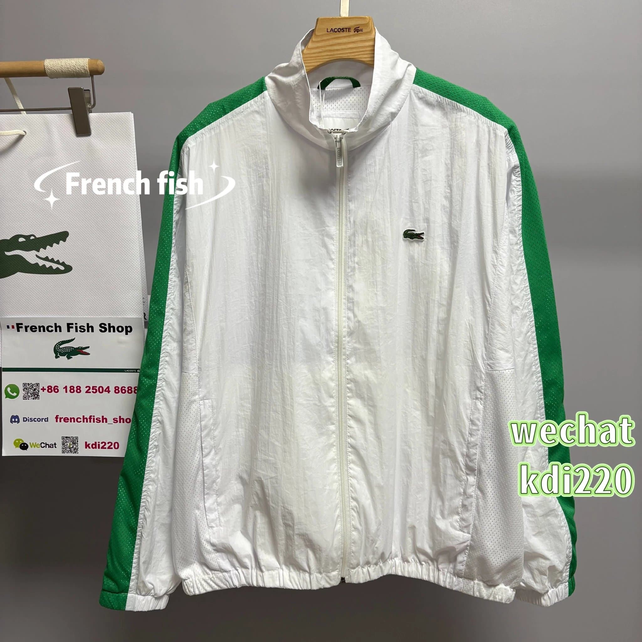 Lacoste Track Jacket White with Green Panels