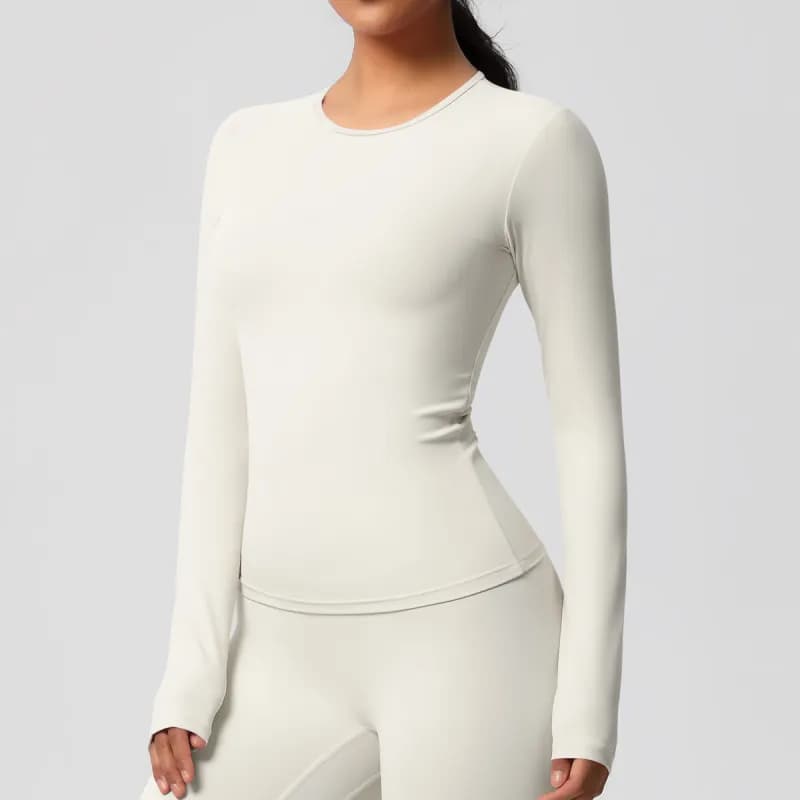 SKIMS Long Sleeve Crop Top Seamless — 7102 long sleeves-light ivory